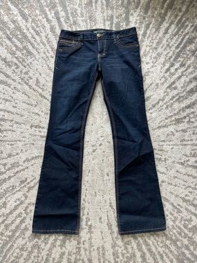 YMI Size 7 Dark Blue Flare Jeans with Low-Rise Fit